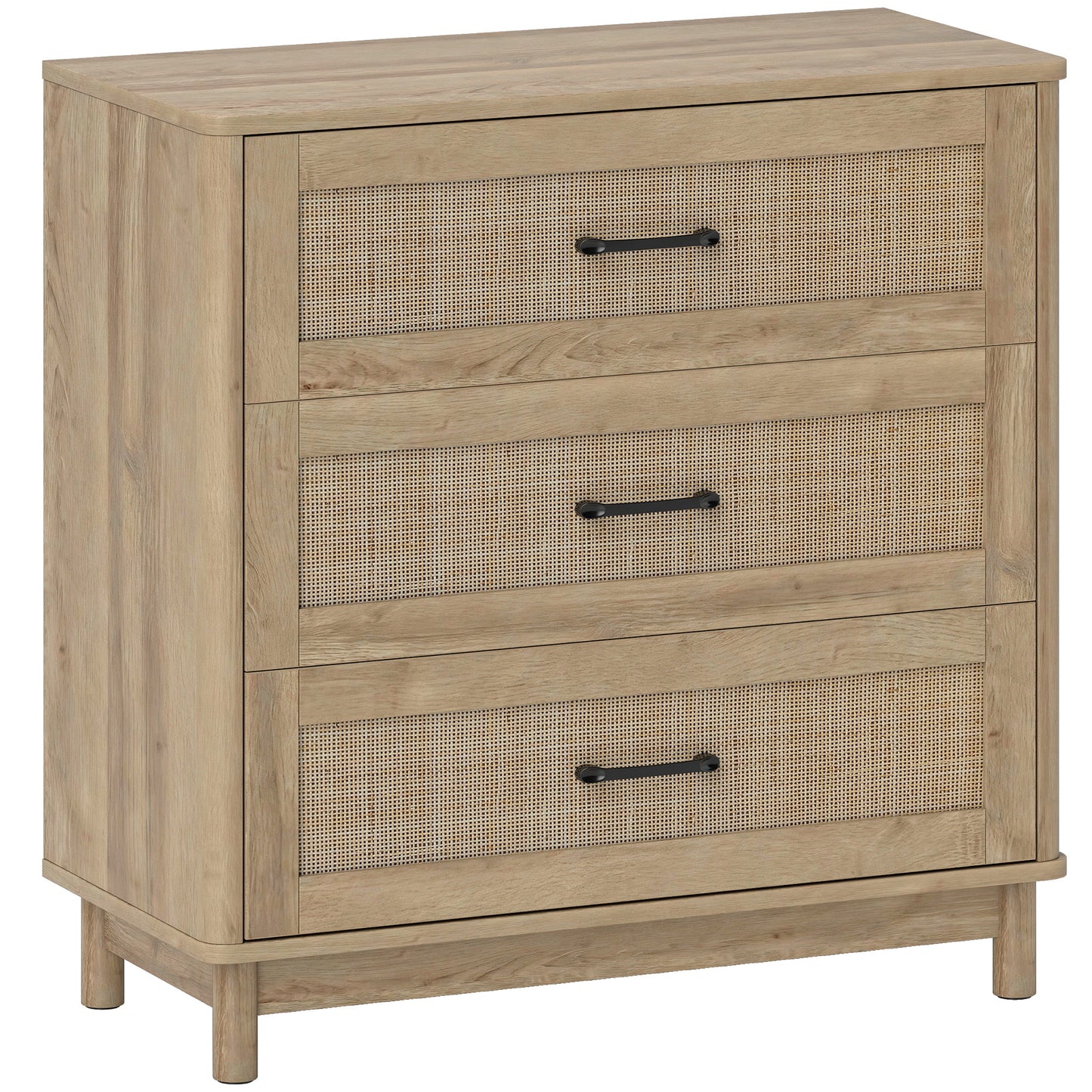 Photo of HOMCOM 76 cm Wide Drawer Chest of Drawers with 3 Drawer - Oak in Oak colour on a white background