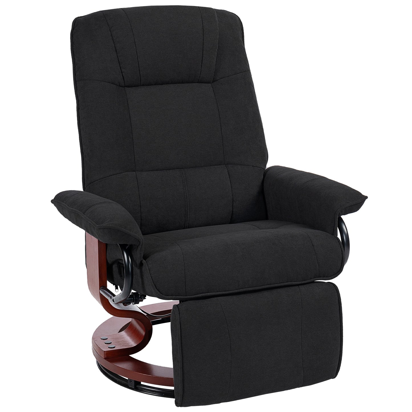 Photo of HOMCOM Reclining Swivel Chair, with Footrest - Black in Black colour on a white background