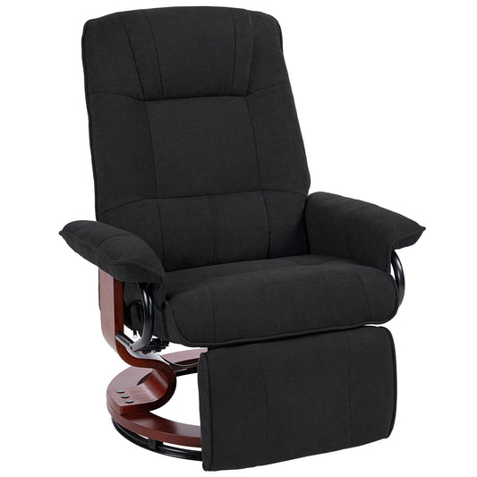 Photo of HOMCOM Reclining Swivel Chair, with Footrest - Black in Black colour on a white background
