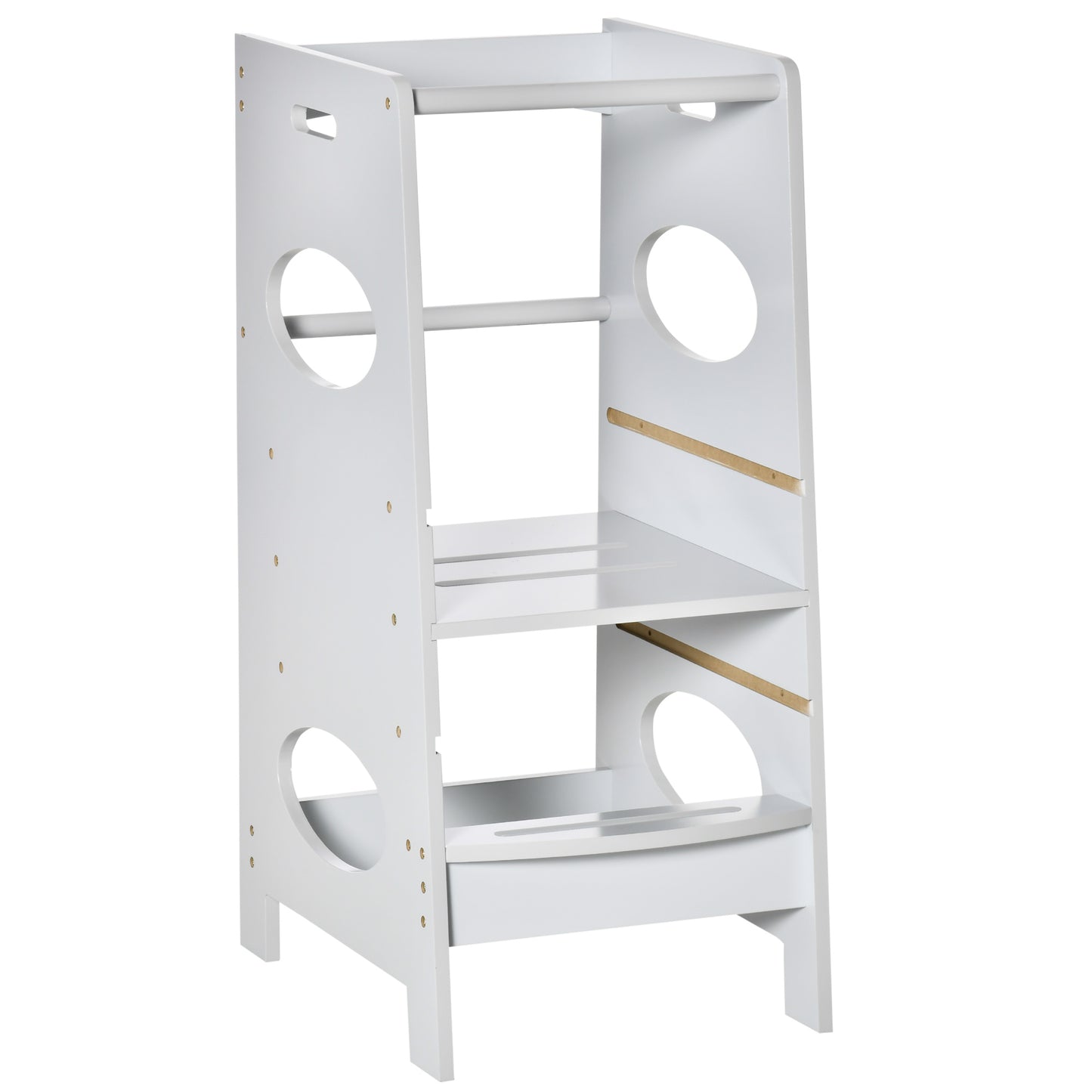 Photo of HOMCOM Kids Step Stool Toddler Kitchen Stool Tower with Adjustable Standing Platform, Grey in Grey colour on a white background