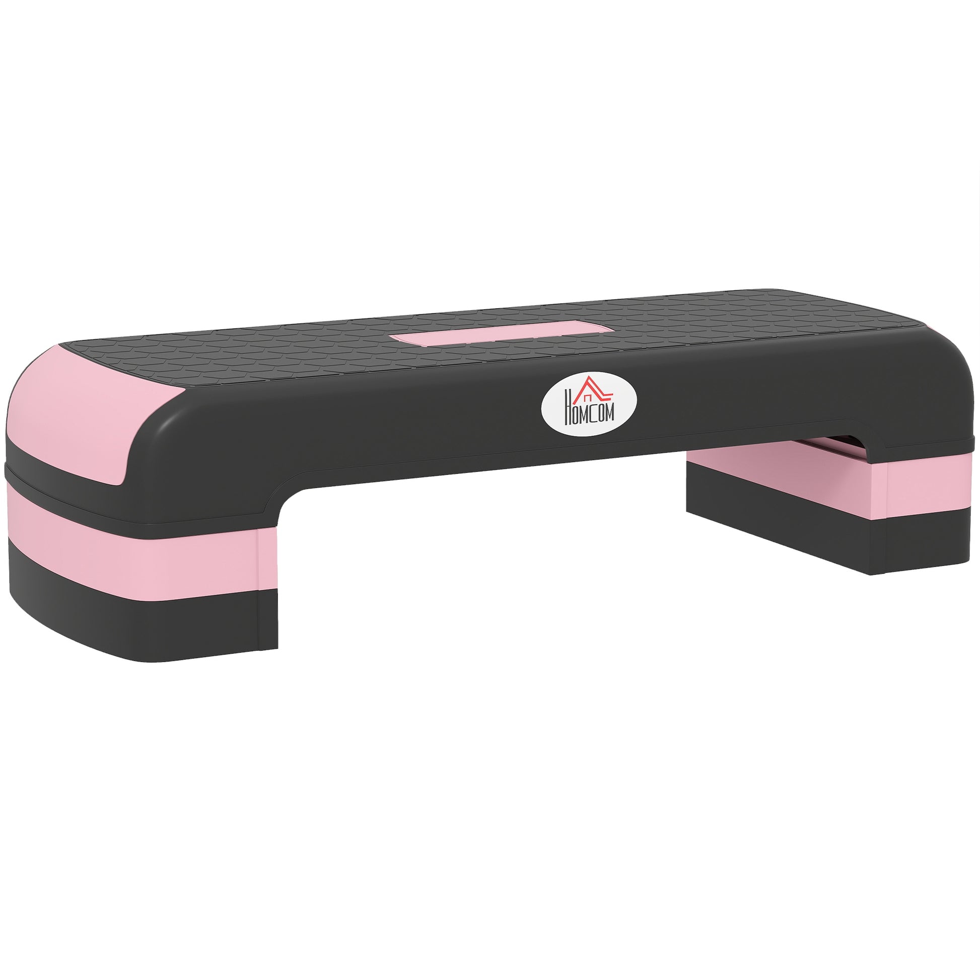 Photo of HOMCOM Aerobic Step with 3-Level Adjustable Heights for Home, Office Exercise, Black and Pink in Pink colour on a white background