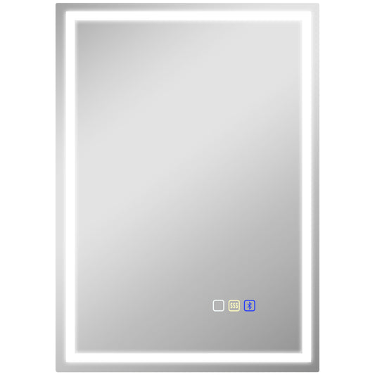 Photo of HOMCOM 50 x 70 cm Anti-Fog LED Bathroom Mirror, with Bluetooth - Silver Tone in Tone colour on a white background