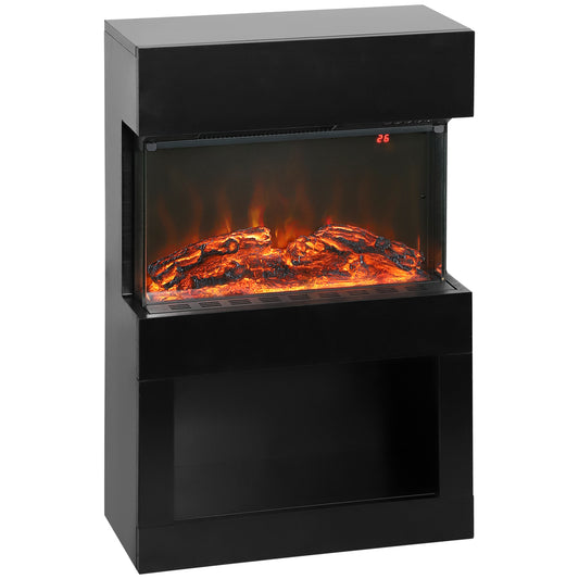 Photo of HOMCOM 19" Electric Fireplace with Surround, 3D Flame Effect, 6 Colours & 3 Brightness Levels, 1000W/2000W Black Electric Fire and Mantel Reach up to 30㎡ Space with Remote & Timer, 3 Sided View in View colour on a white background