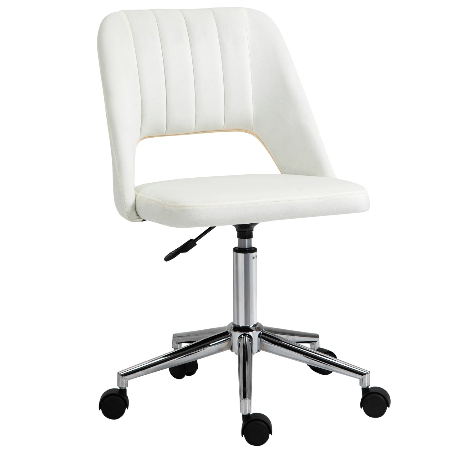 Photo of Vinsetto Armless Velvet-Feel Office Chair - Cream White in White colour on a white background