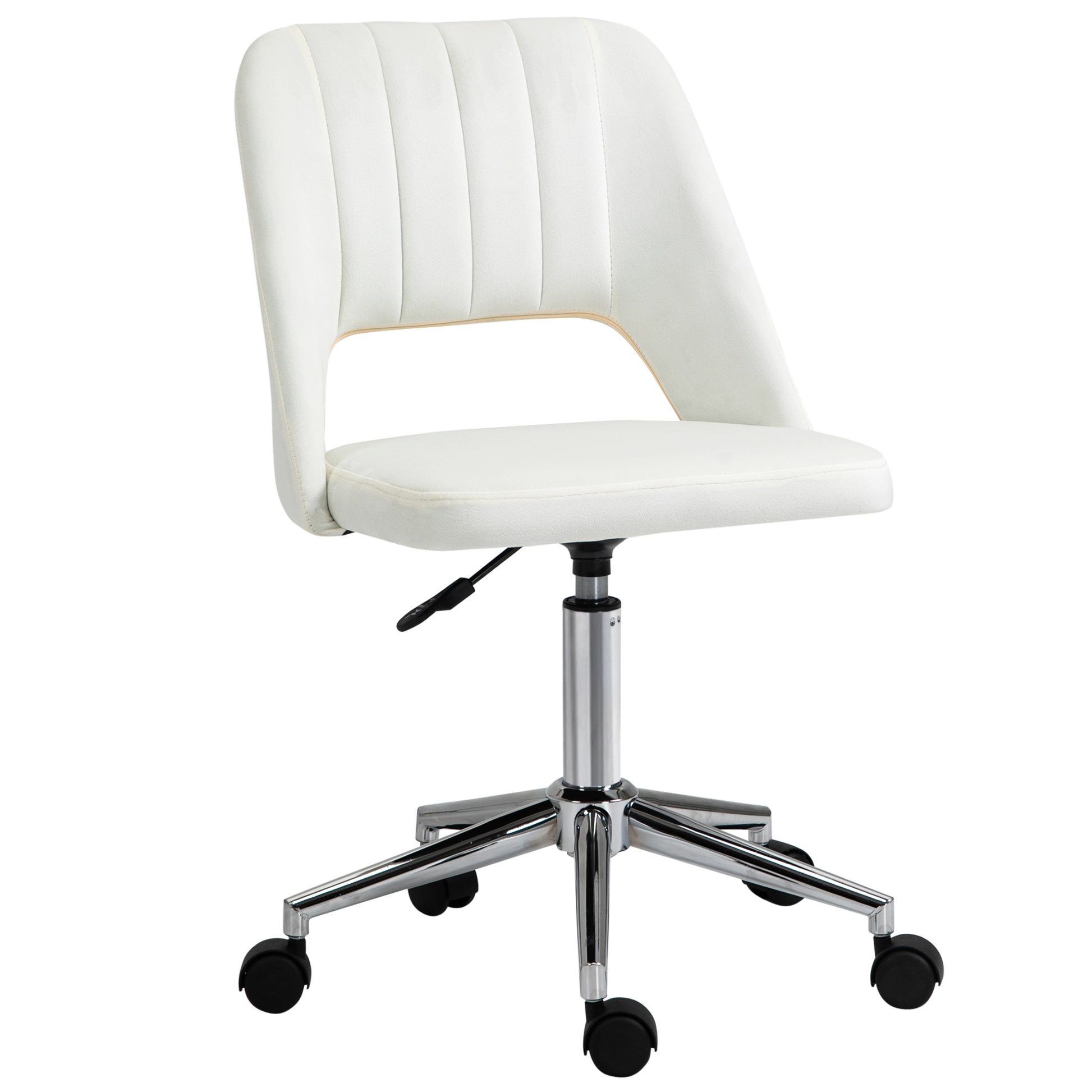 Photo of Vinsetto Armless Velvet-Feel Office Chair - Cream White in White colour on a white background
