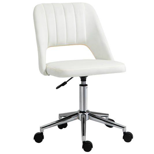 Photo of Vinsetto Armless Velvet-Feel Office Chair - Cream White in White colour on a white background