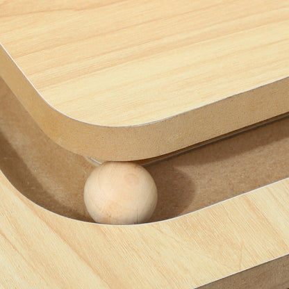 PawHut scratching post wooden base detail with a ball in the track rail