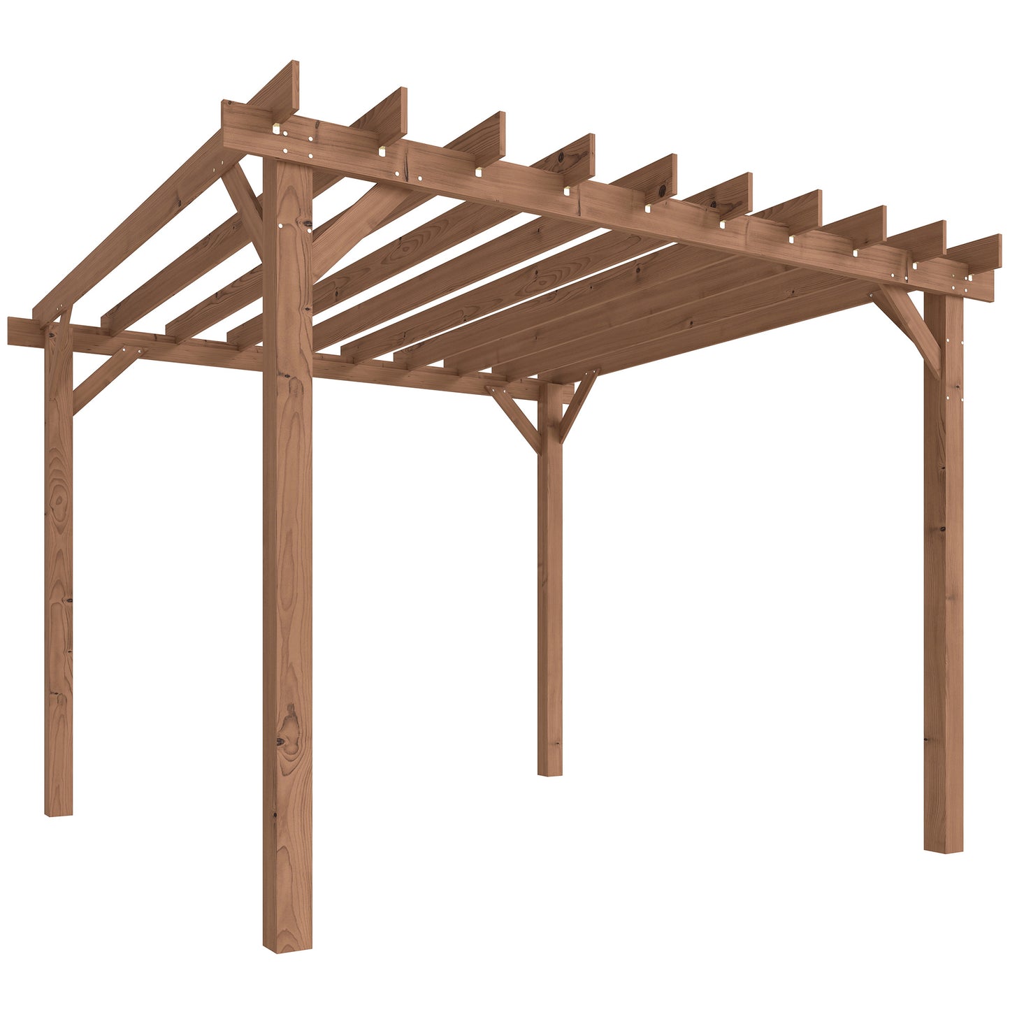 Photo of Outsunny 3 x 3 m Wooden Pergola Kit, Garden Pergola Gazebo Grape Trellis with Triangle Supports, Maple Wood-effect in Wood-effect colour on a white background