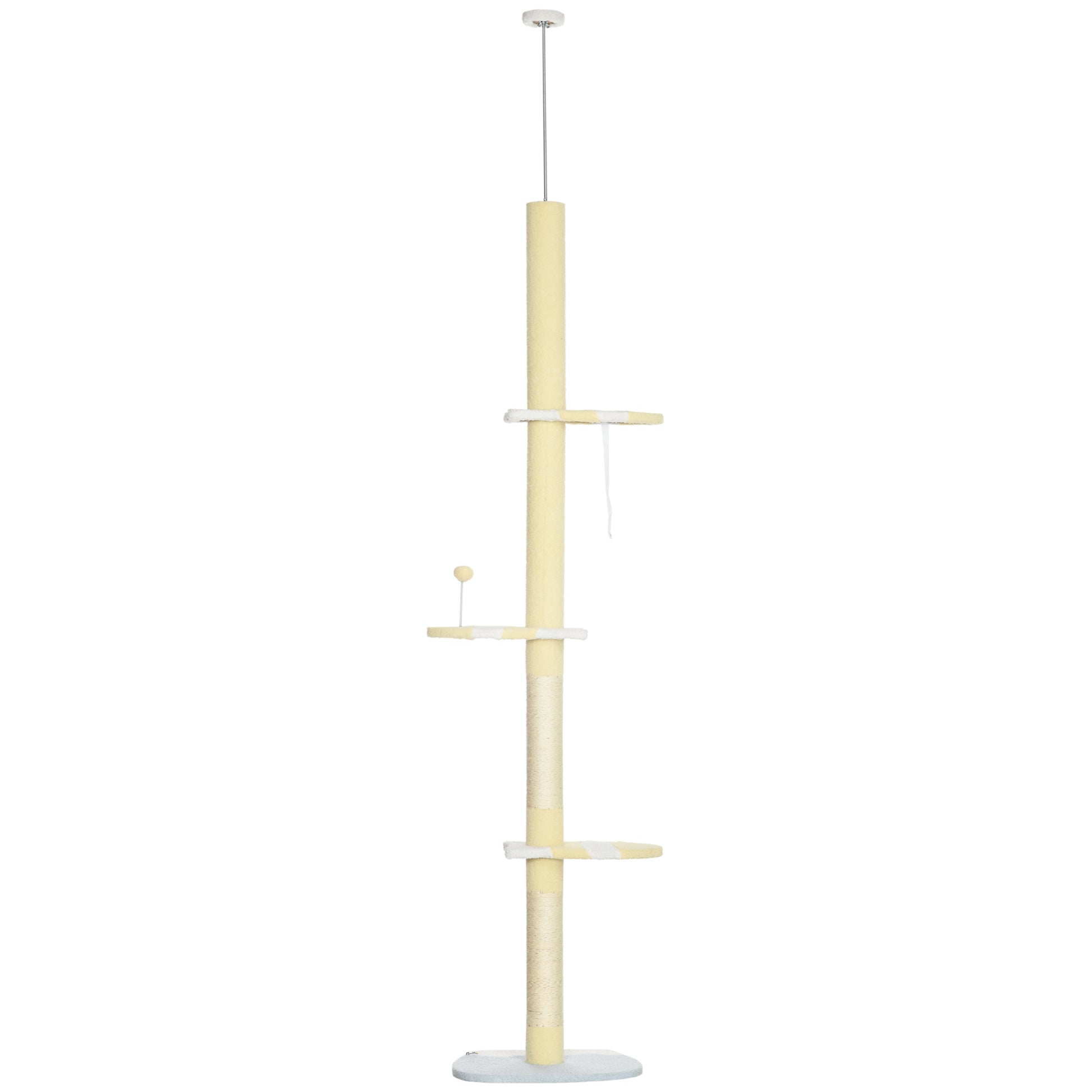 Photo of PawHut 260cm Adjustable Floor-To-Ceiling Cat Tree w/ Anti-Tipping Kit, Toy Ball in Ball colour on a white background