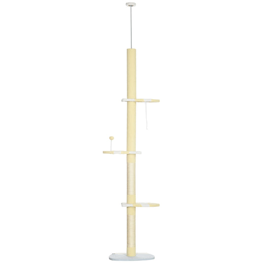 Photo of PawHut 260cm Adjustable Floor-To-Ceiling Cat Tree w/ Anti-Tipping Kit, Toy Ball in Ball colour on a white background
