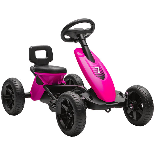 Photo of AIYAPLAY Pedal Go Kart for Kids 2-5 Years, with Silent EVA Wheels, Metal Frame, Pink in Pink colour on a white background