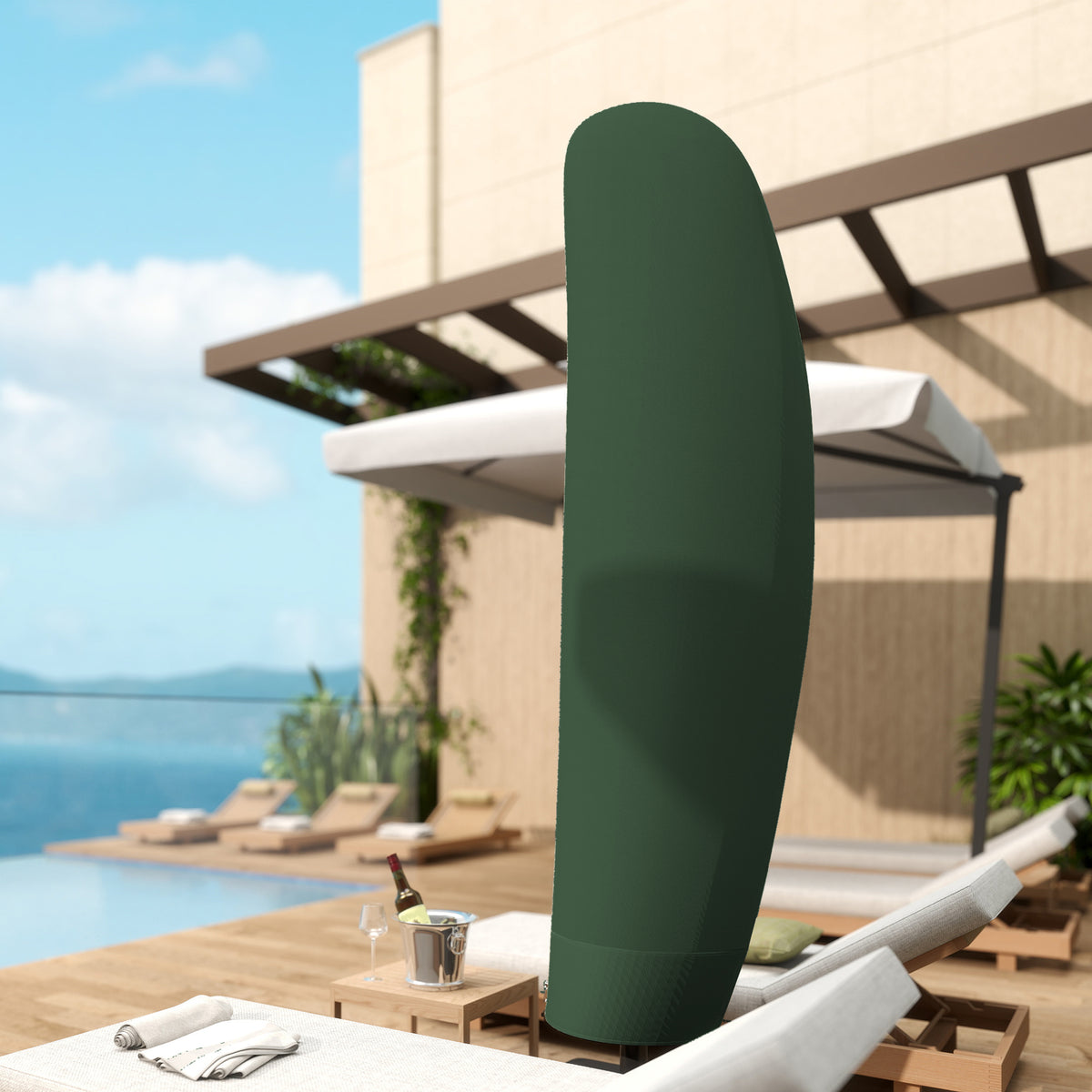 Outsunny Parasol Cover, 300D Oxford Cantilever Umbrella Cover Fit for 2-4m Parasol, Green