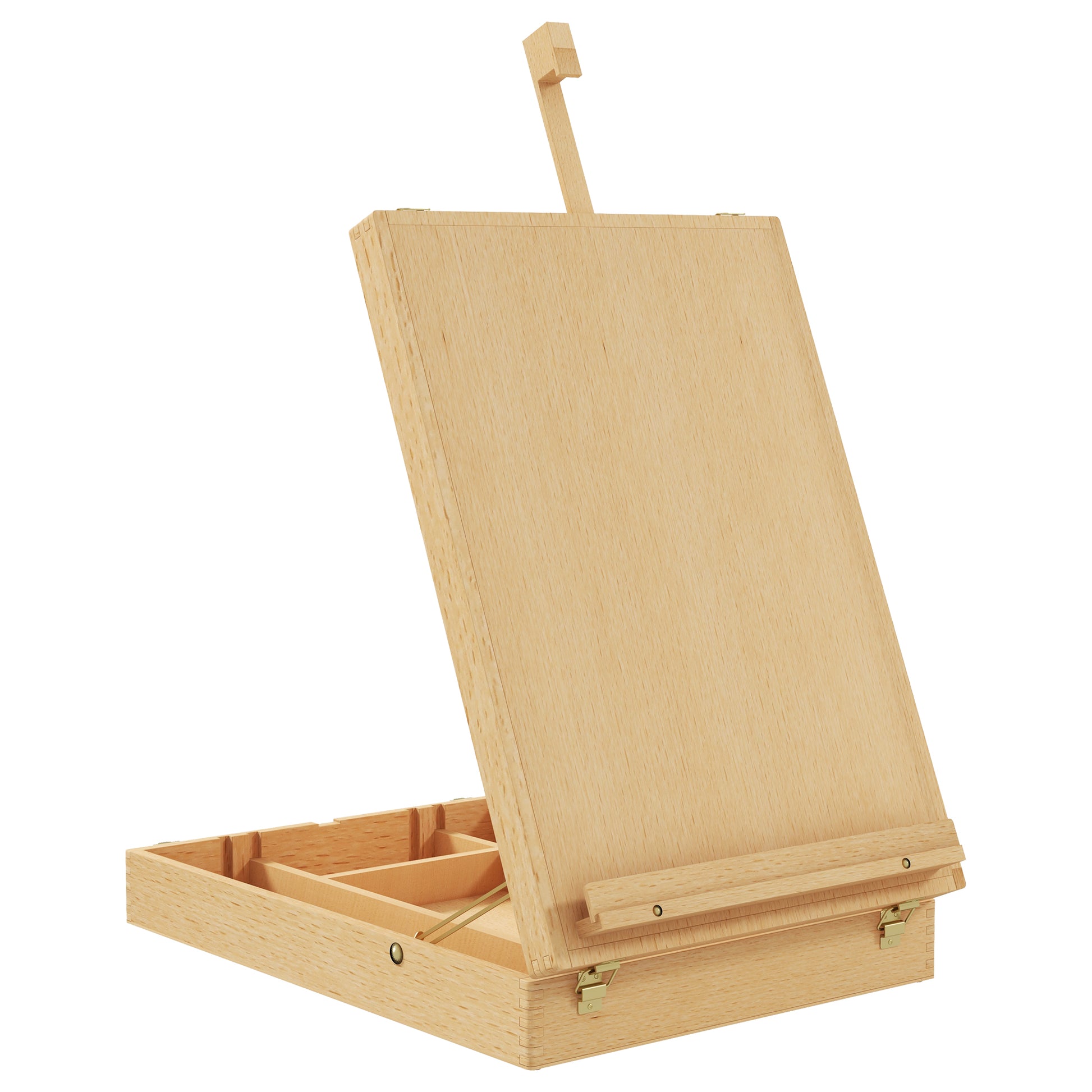 Photo of Vinsetto Wooden Table Easel Box Hold Canvas up to 61cm, Adjustable Beechwood Storage Table Box Easel, Portable Folding Artist Drawing & Sketching Board for Adults, Beginners, Artists Painting in Painting colour on a white background