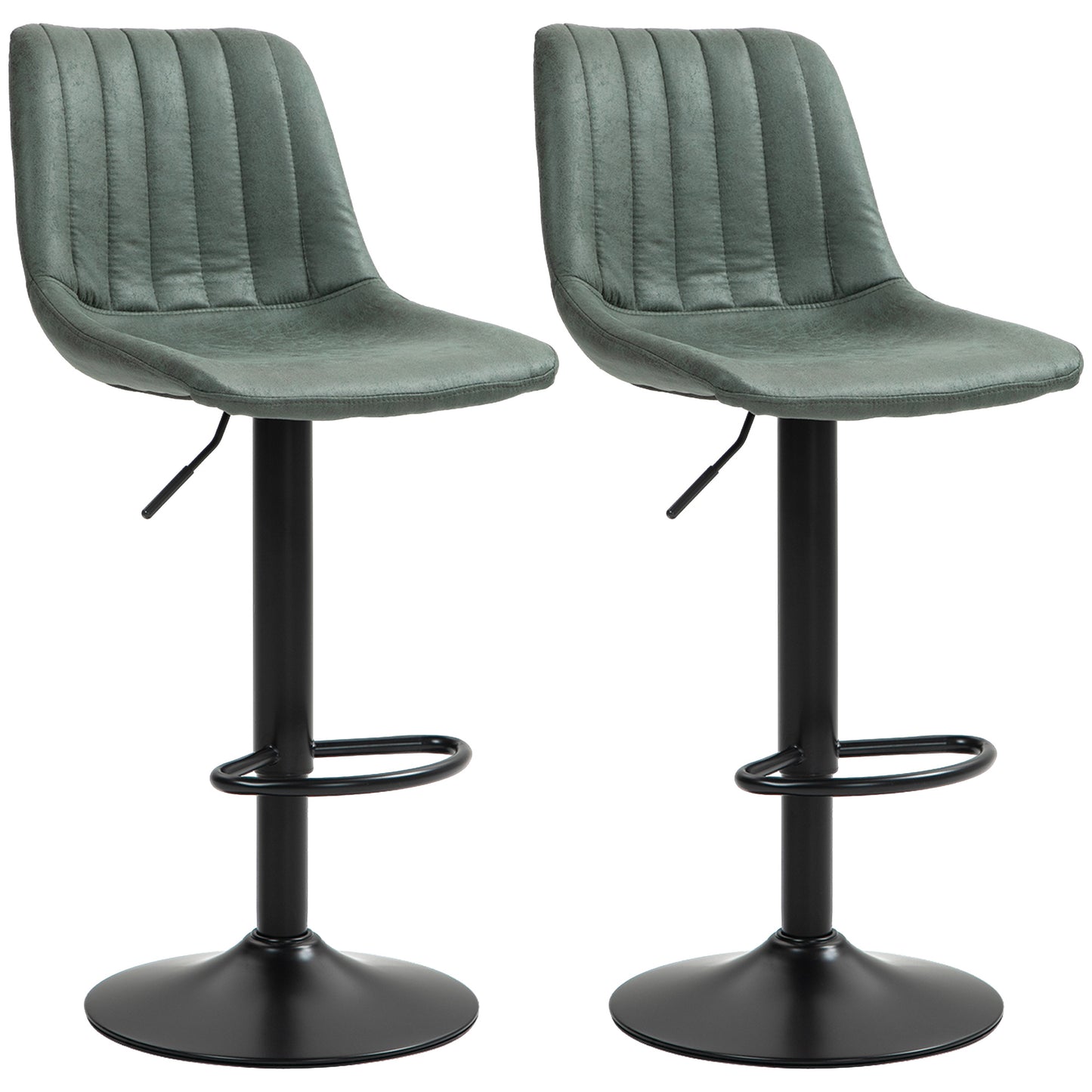 Photo of HOMCOM Set of Two Retro Tub Bar Stools - Green in Green colour on a white background