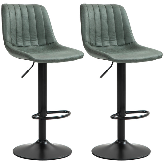 Photo of HOMCOM Set of Two Retro Tub Bar Stools - Green in Green colour on a white background