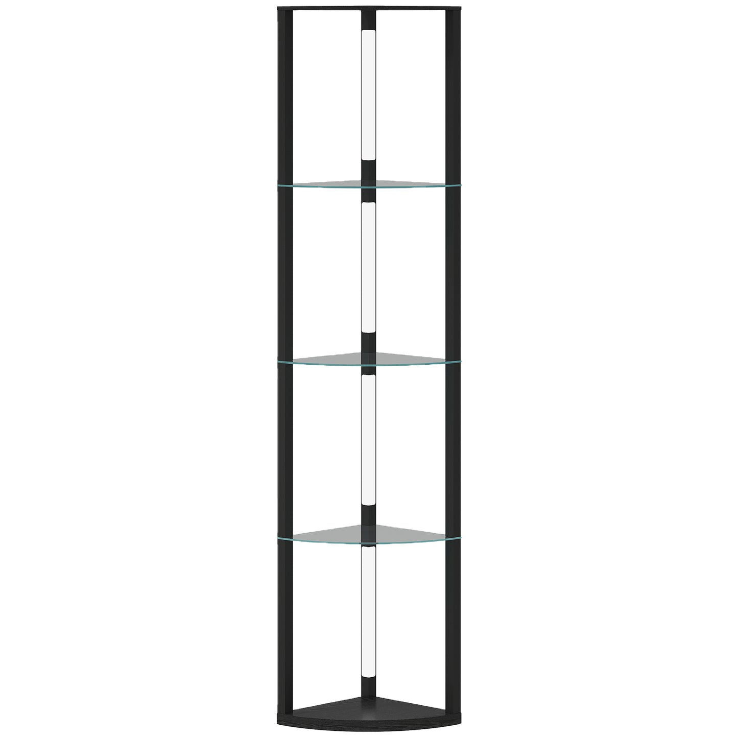 Photo of HOMCOM LED Floor Lamp with Shelves, Dimmable Standing Lamp with Foot Switch for Living Room, Bedroom, Black in Black colour on a white background