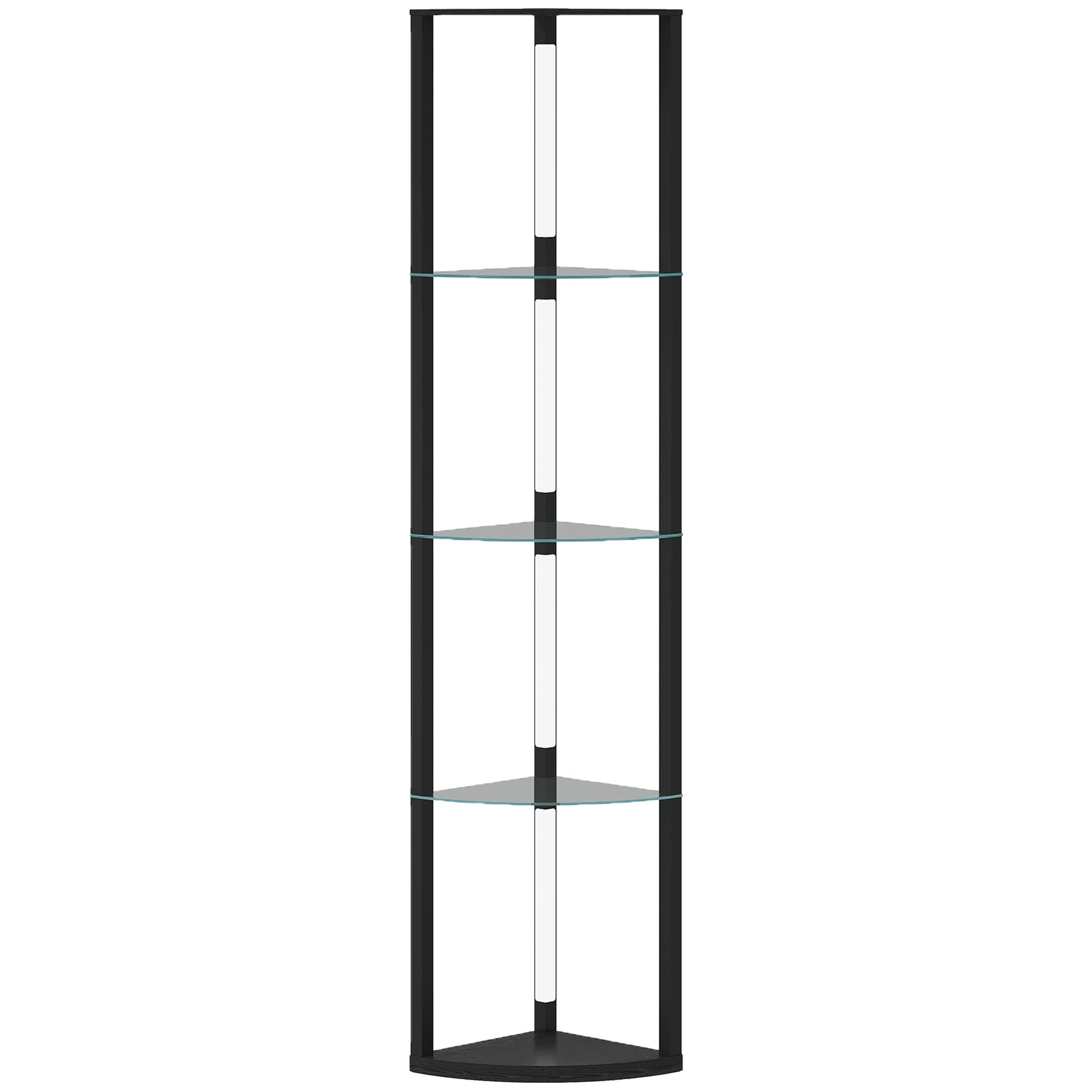 Photo of HOMCOM LED Floor Lamp with Shelves, Dimmable Standing Lamp with Foot Switch for Living Room, Bedroom, Black in Black colour on a white background