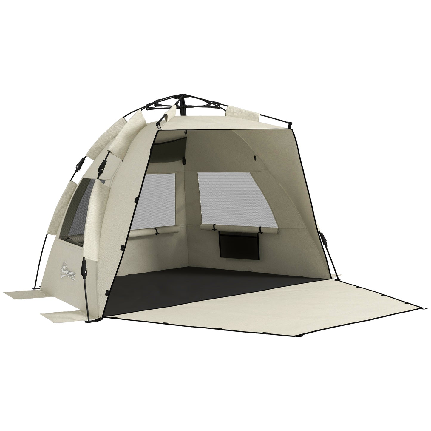 Photo of Outsunny Three-Man UPF15+ Beach Tent, with Extended Floor - Green in Green colour on a white background