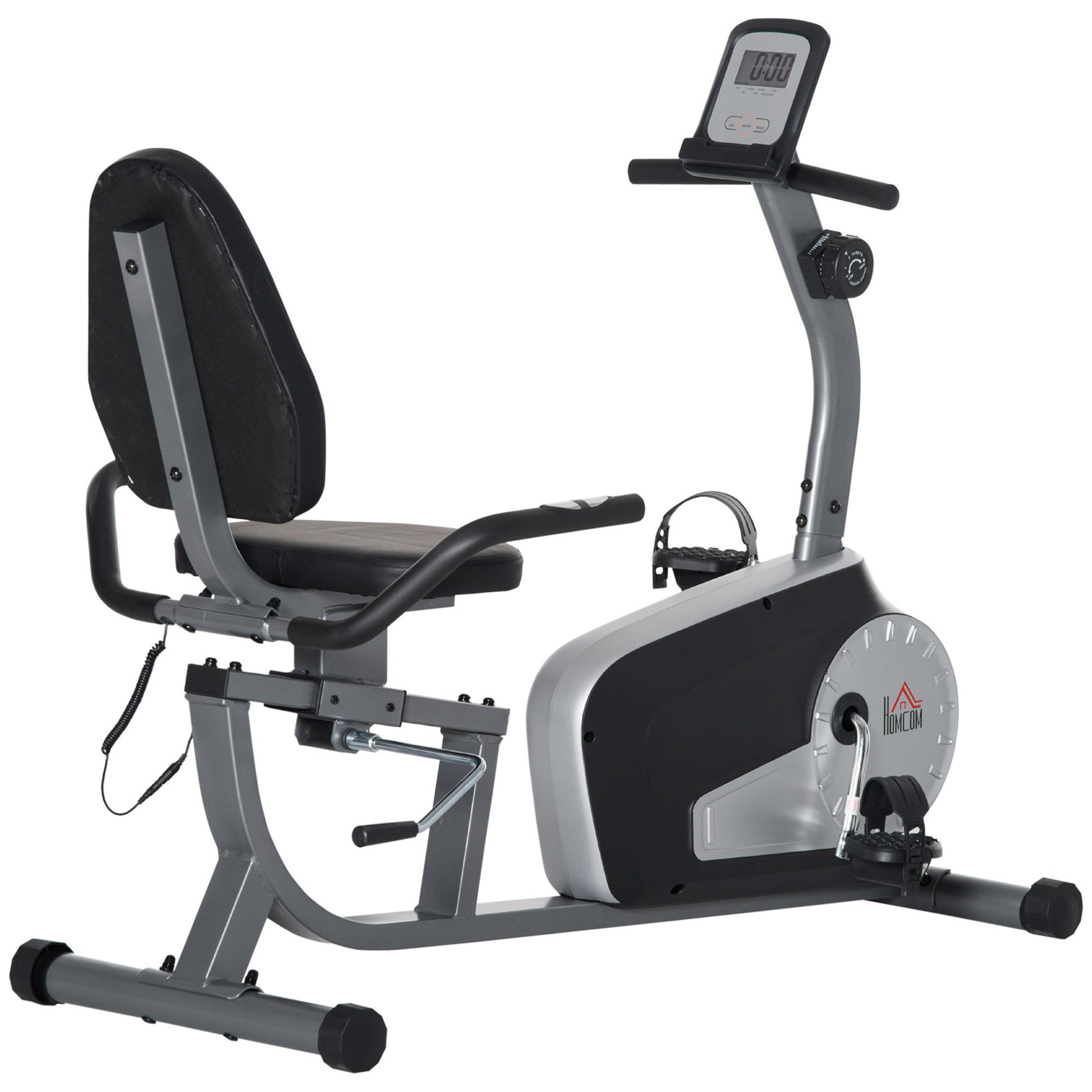 Photo of HOMCOM Exercise Bike with LCD Display, Stationary Bike with Quiet 8-Level Magnetic Resistance, Adjustable Seat and Backrest, Indoor Cycling Exercise Equipment for Home Gym Fitness Workout Training in Training colour on a white background