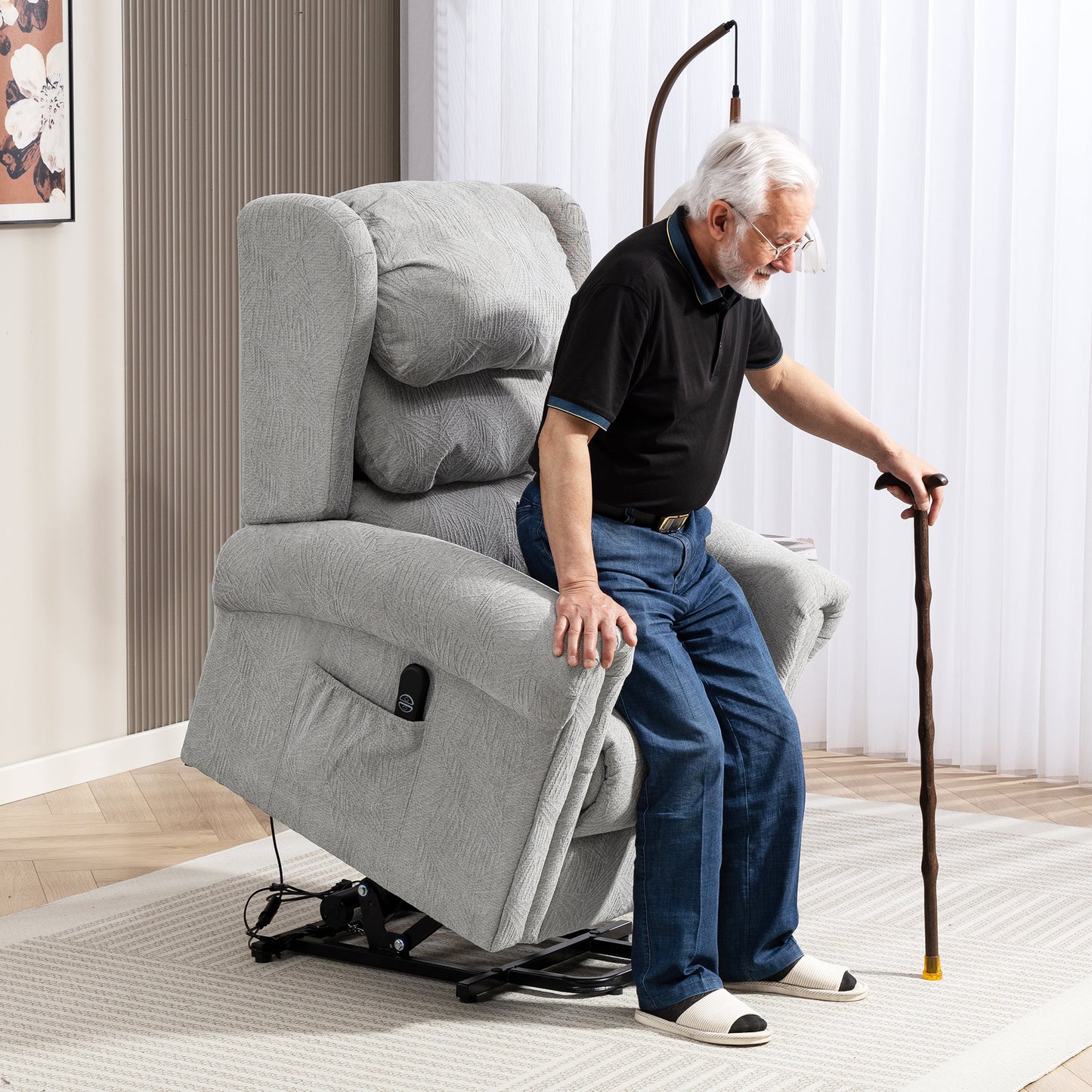 HOMCOM Velvet-Feel 150° Electric Riser Recliner Chair - Grey