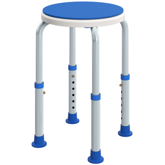 Photo of HOMCOM 360° Swivel Shower Chair, Height Adjustable Aluminium Shower Stool with Non-Slip Feet for Disabled, Elderly, Blue in Blue colour on a white background