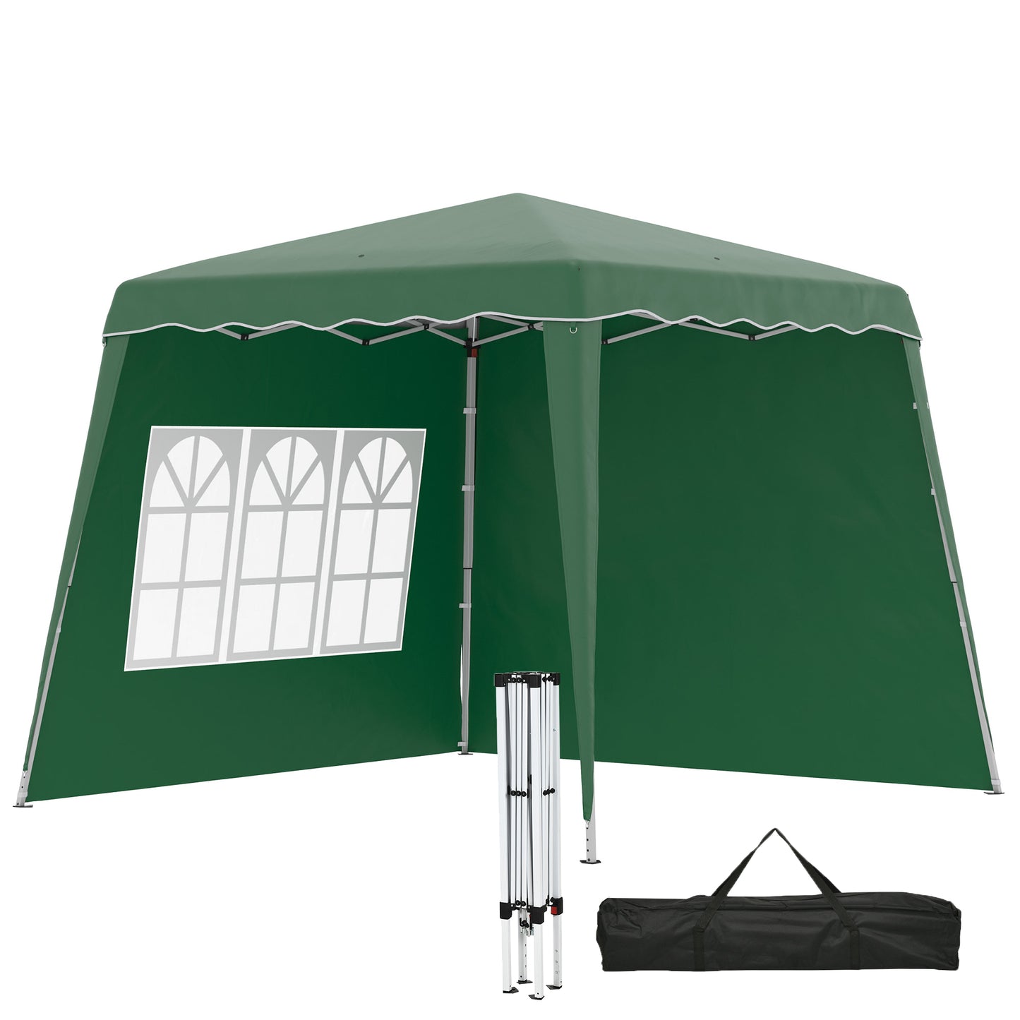 Photo of Outsunny 2.4 x 2.4m Two Wall Pop Up Gazebo - Green in Green colour on a white background