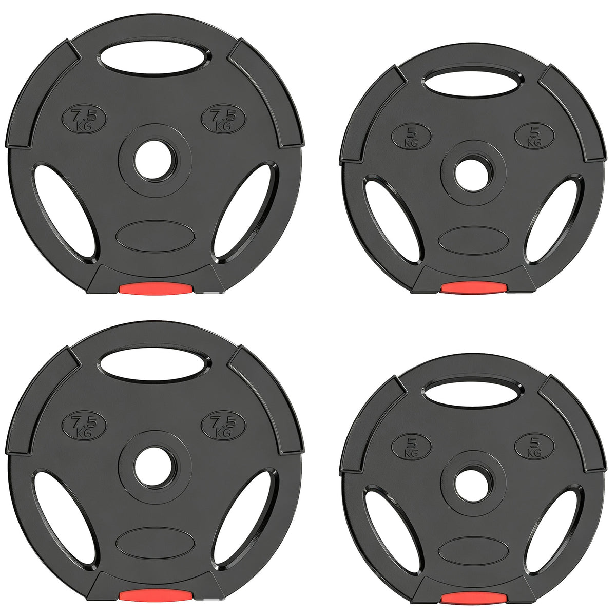 Photo of SPORTNOW Weight Plates Set, with Two 7.5kg and Two 5kg weights, Black in Black colour on a white background