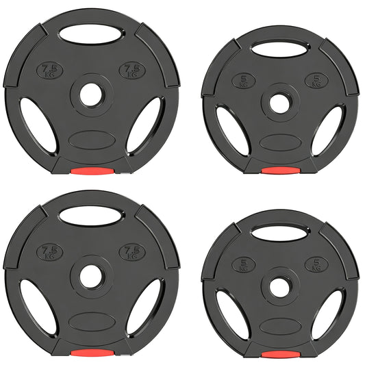 Photo of SPORTNOW Weight Plates Set, with Two 7.5kg and Two 5kg weights, Black in Black colour on a white background