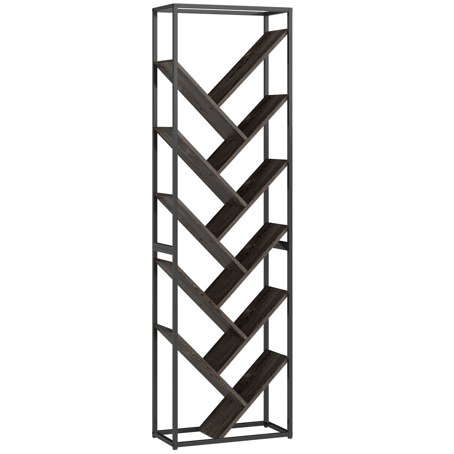 Photo of HOMCOM 10 Shelf Industrial-Style Bookshelf - Black/Grey in Black/Grey colour on a white background