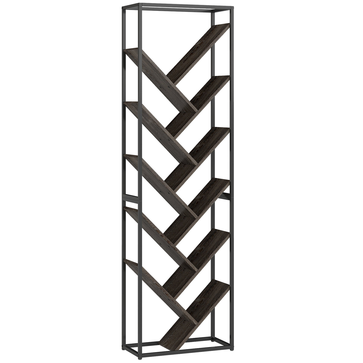 Photo of HOMCOM 10 Shelf Industrial-Style Bookshelf - Black/Grey in Black/Grey colour on a white background