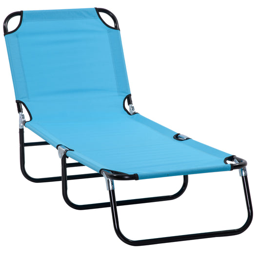 Photo of Outsunny Garden Sun Lounger, with Five-Position Back - Light Blue in Blue colour on a white background