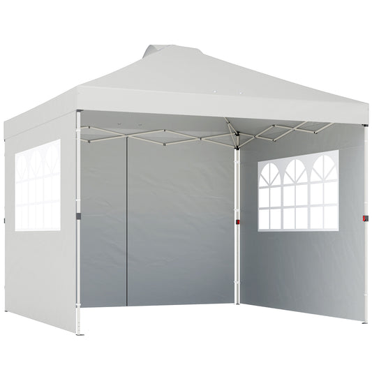 Photo of Outsunny Pop Up Gazebo Waterproof Height Adjustable Canopy with 3 Sidewalls Wheeled Bag for Parties 3 x 3 m White in White colour on a white background