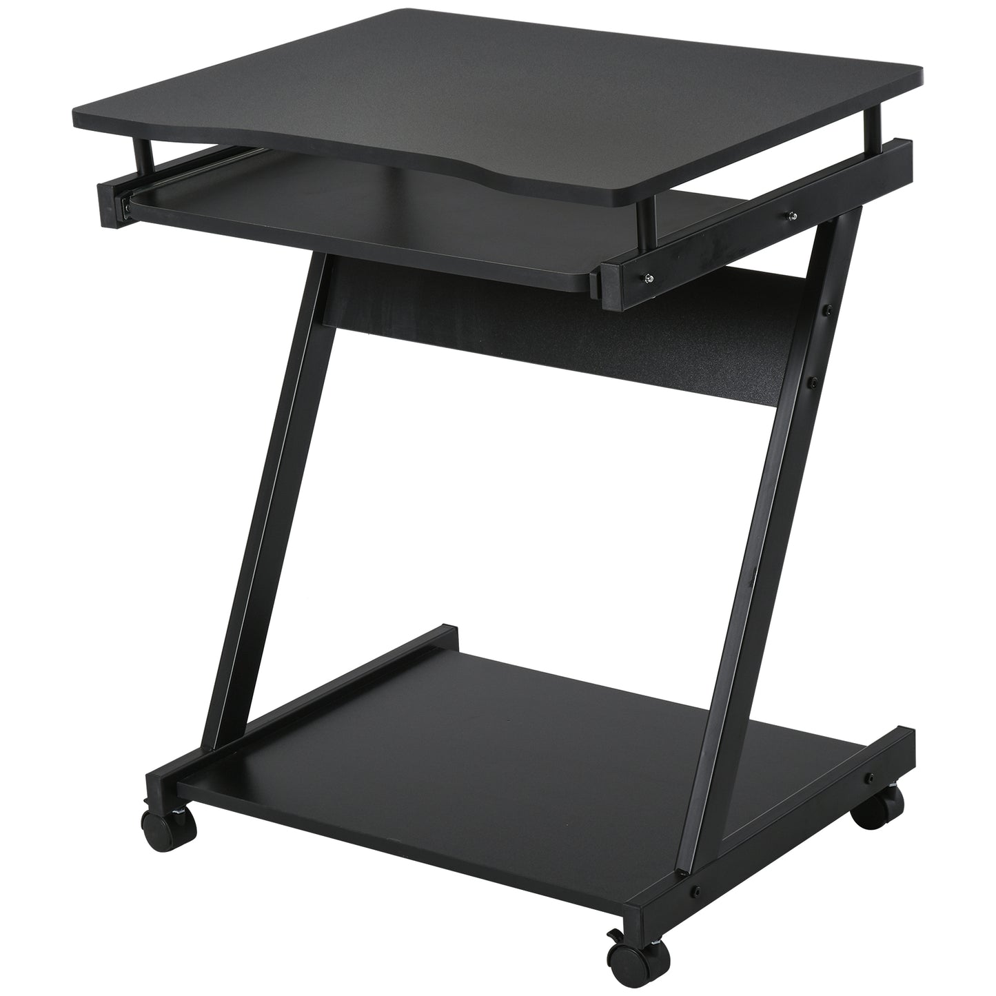 Photo of HOMCOM Movable Computer Desk with 4 Moving Wheels and Keyboard Tray Black in Black colour on a white background