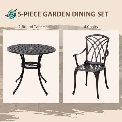 Outsunny garden dining set with one round table and four armchairs