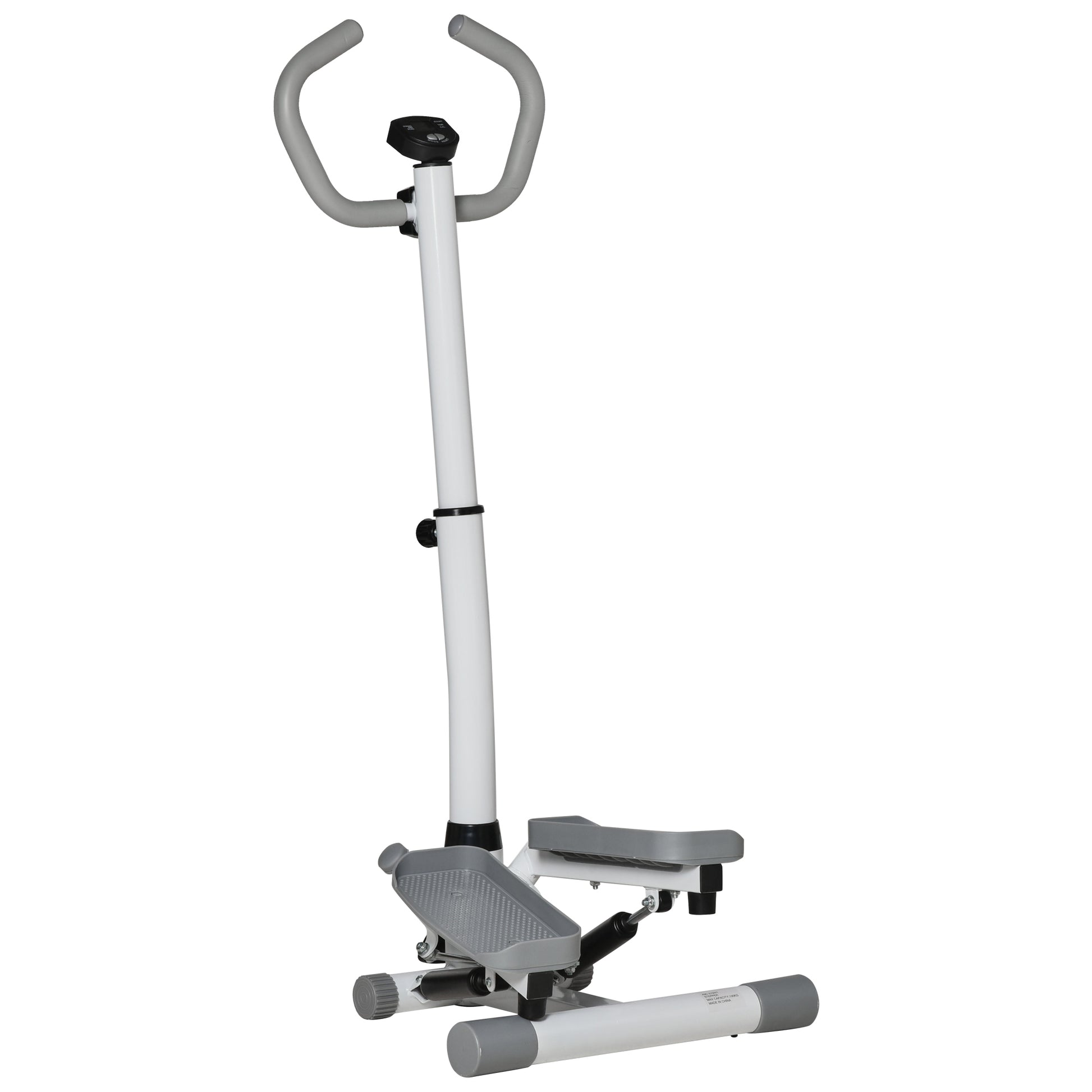Photo of HOMCOM Adjustable Twist Stepper Aerobic Ab Exercise Fitness Workout Machine w/ LCD Screen, Height Adjust Handlebars for Home Gym, White and Grey in Grey colour on a white background