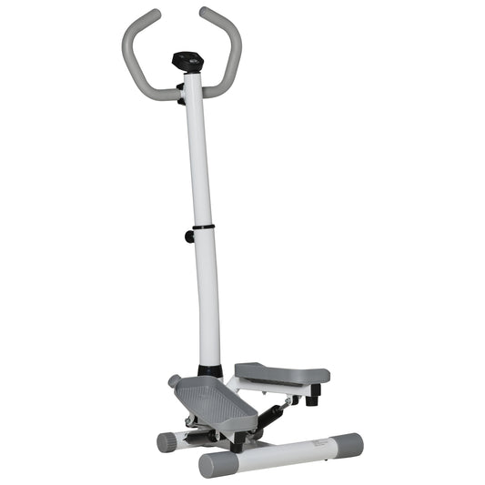 Photo of HOMCOM Adjustable Twist Stepper Aerobic Ab Exercise Fitness Workout Machine w/ LCD Screen, Height Adjust Handlebars for Home Gym, White and Grey in Grey colour on a white background