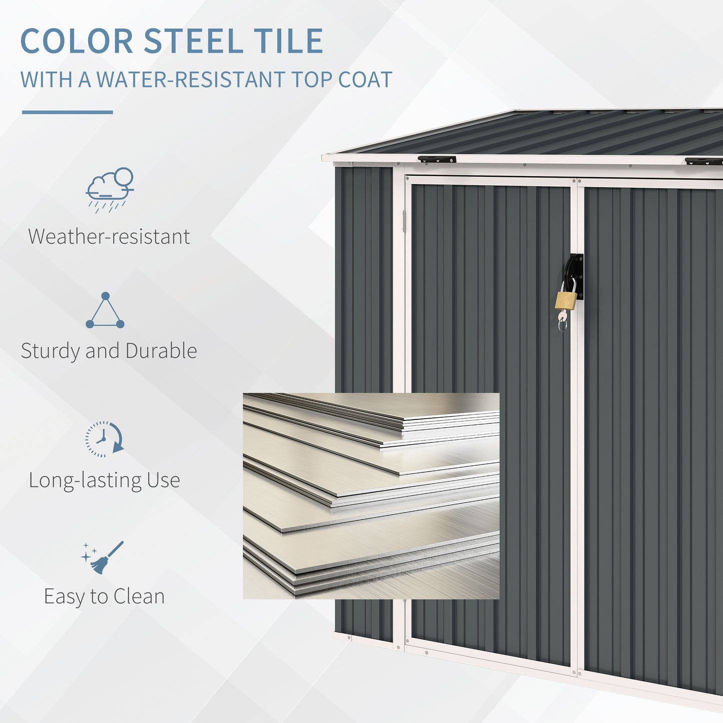 Outsunny 5ft x 3ft Garden 2-Bin Steel Storage Shed, Double Rubbish Storage Shed, Hide Dustbin w/ Locking Doors and Openable Lid