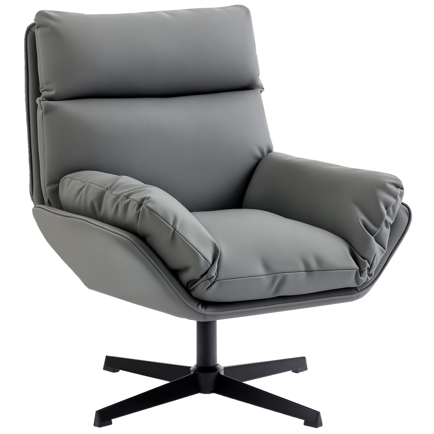 Photo of HOMCOM Accent Chair with 360 Swivel Armchair for Living Room with Padded Cushion Dark Grey in Grey colour on a white background