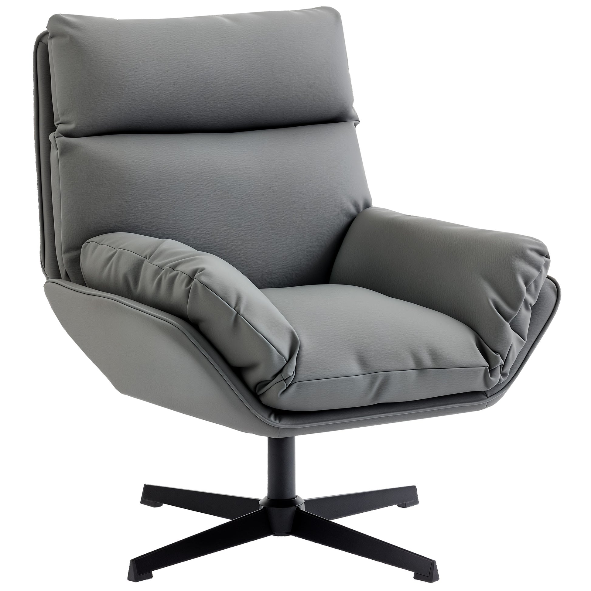 Photo of HOMCOM Accent Chair with 360 Swivel Armchair for Living Room with Padded Cushion Dark Grey in Grey colour on a white background