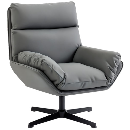 Photo of HOMCOM Accent Chair with 360 Swivel Armchair for Living Room with Padded Cushion Dark Grey in Grey colour on a white background