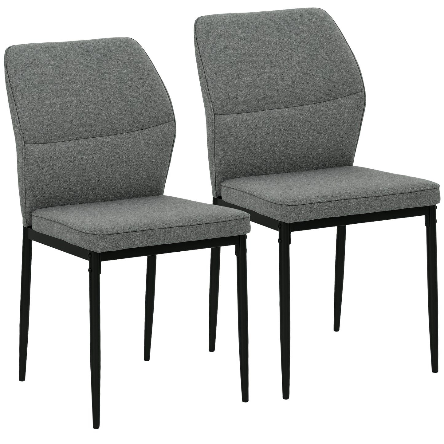Photo of HOMCOM Velvet Dining Chairs Set of 2, Modern Armless Upholstered Kitchen Chairs with Metal Legs, Curved Back and Padded Seat, for Dining Room, Bedroom, Living Room, Grey in Grey colour on a white background