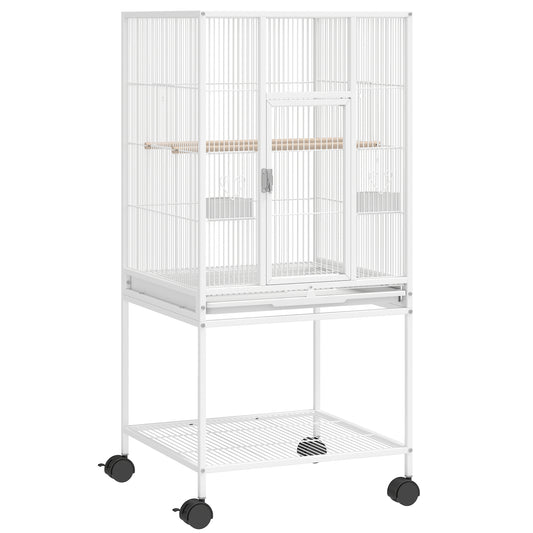 Photo of PawHut Bird Cage Detachable with Rolling Stand Parrot Cage with Storage Shelf White in White colour on a white background