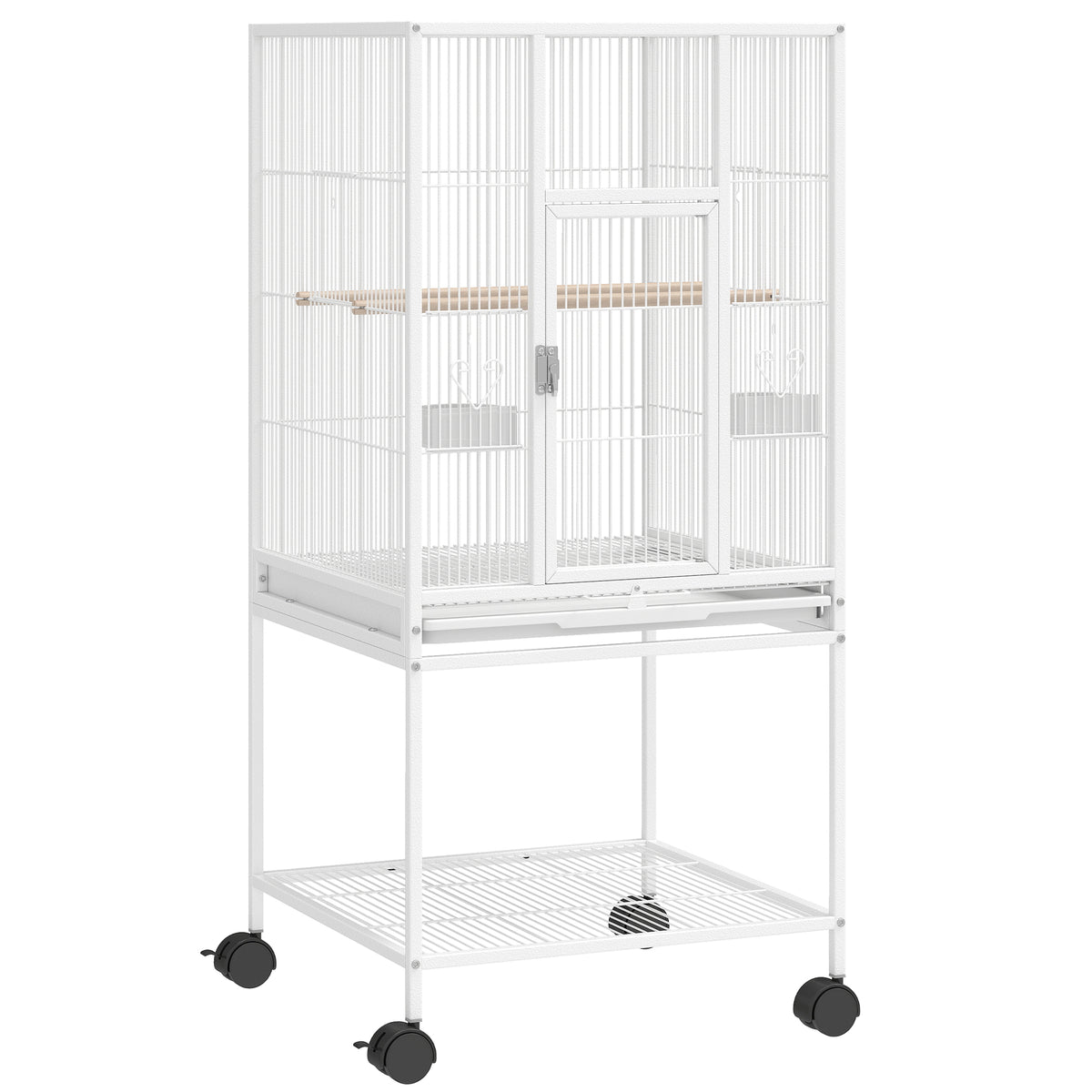 Photo of PawHut Bird Cage Detachable with Rolling Stand Parrot Cage with Storage Shelf White in White colour on a white background