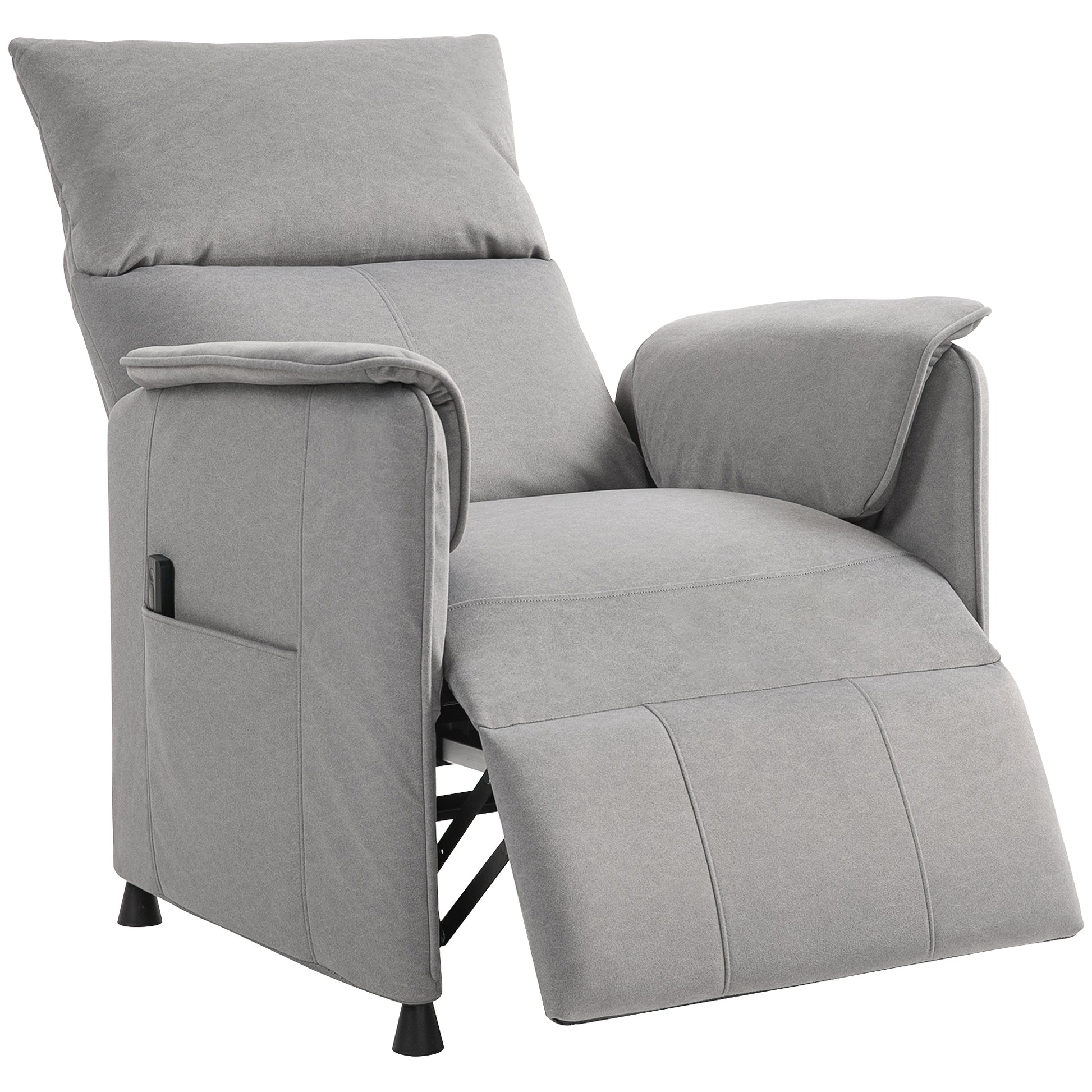 Photo of HOMCOM Power Recliner Chair, Reclining Chair with Remote, Pocket Springs, Silent Motor and Side Pockets, Grey in Grey colour on a white background
