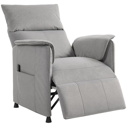 Photo of HOMCOM Power Recliner Chair, Reclining Chair with Remote, Pocket Springs, Silent Motor and Side Pockets, Grey in Grey colour on a white background
