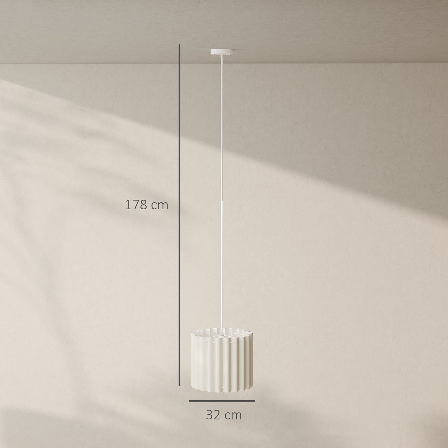 HOMCOM Linen Pendant Light, Bedside Ceiling Lamps with E27 Bulb, Modern Hanging Lights for Living Room, Bedroom, Kitchen, Hallway, White