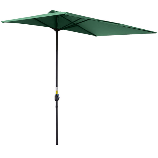 Photo of Outsunny Balcony Half Parasol Semi Round Umbrella Patio Crank Handle (2.3 m, Green)- NO BASE INCLUDED in INCLUDED colour on a white background