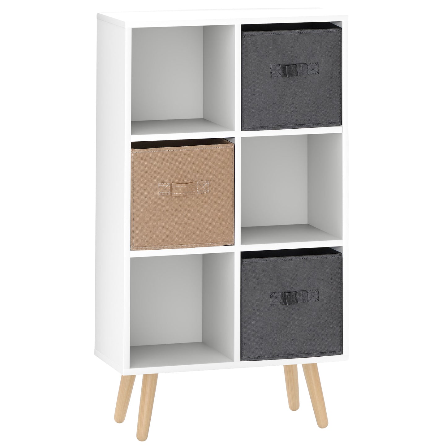 Photo of HOMCOM Freestanding 6 Cube Unit Cabinet Unit w/ 3 Fabric Drawers Handles Home Office Storage Shelves White in White colour on a white background