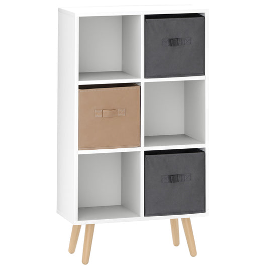 Photo of HOMCOM Freestanding 6 Cube Unit Cabinet Unit w/ 3 Fabric Drawers Handles Home Office Storage Shelves White in White colour on a white background