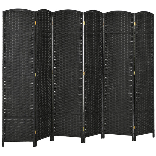Photo of HOMCOM 6 Panel Folding Room Divider, Freestanding Privacy Screen for Living Room, Bedroom and Office, 240 x 170cm, Black in Black colour on a white background